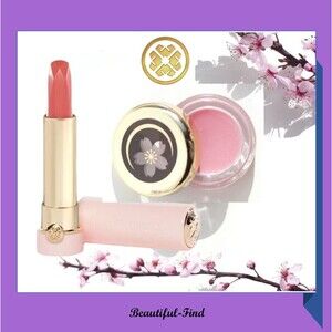 TATCHA Twilight CHERRY BLOSSOM 23K Lipstick & Cherry Blossom Lip Balm Set New